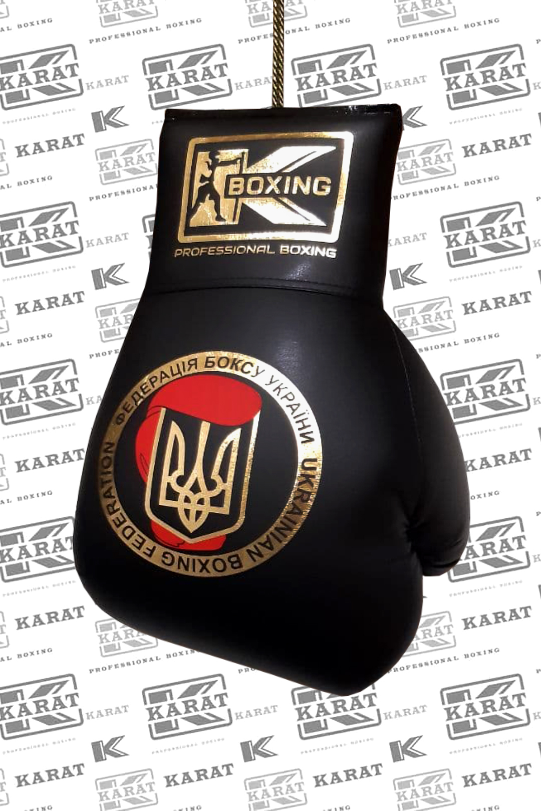 Велика чорна сувенірна боксерська рукавичка(еко шкіра, висота 43 см)